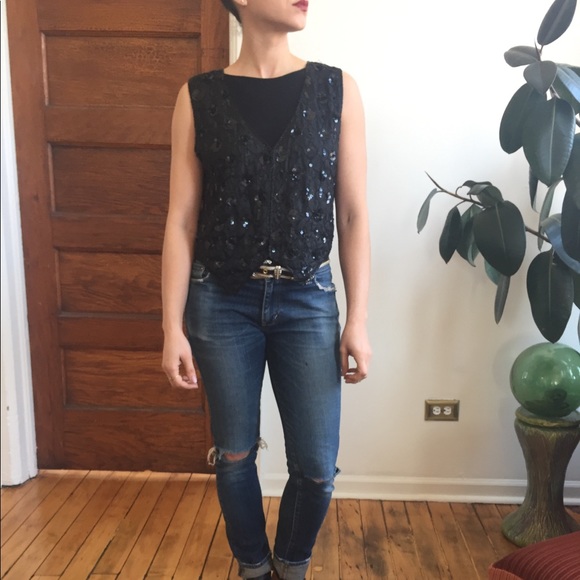 Vintage beaded sequins vest - Picture 1 of 7